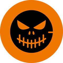 Horror and scary halloween faces silhouette icon, Pumpkin, emoji and tattoo ghost smile spooky jack evil mouth eyes scary silhouette illustration 