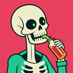 cartoon skull with a cigarette