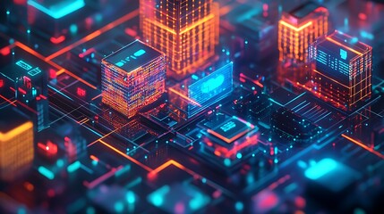 Obraz premium Futuristic cityscape a glimpse into advanced technology and innovation