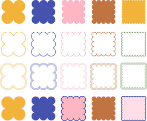 Y2k squiggle colorful frames with wavy lines
