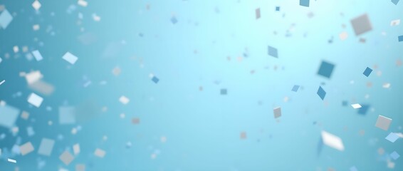 Light blue 3D confetti fluttering down in celebration