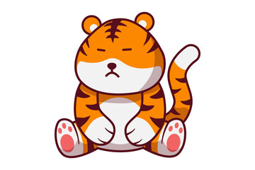 Cute bored Tiger Sitting Illustration