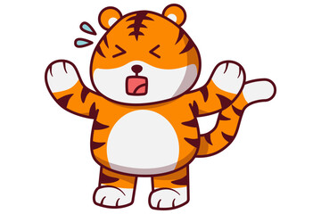 Cute Tiger Panic and Sweating Illustration