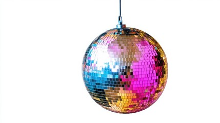 Obraz premium a cute clipart scene featuring a vibrant shiny disco ball in black isolated PNG
