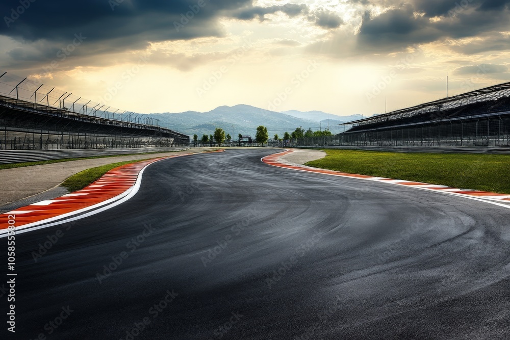 Wall mural racing track with prominent curbs picture