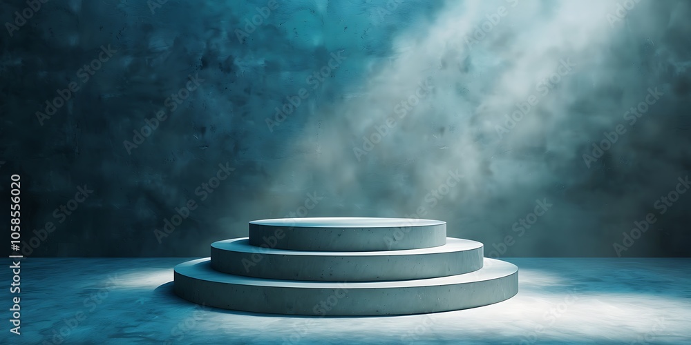 Poster concrete platform for product display light gradient background with room for typography