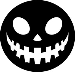 Horror and scary halloween faces silhouette icon, Pumpkin, emoji and tattoo ghost smile spooky jack evil mouth eyes scary silhouette illustration .