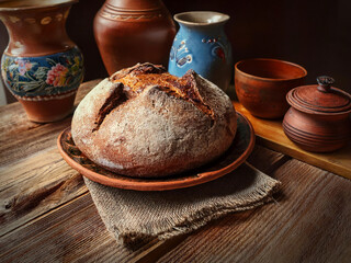 traditional bread and a jug