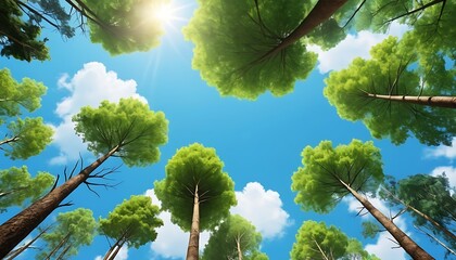 Natural Sky tree top-looking Environment cartoon art, image Background