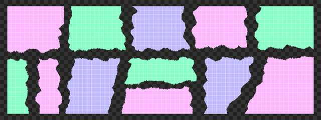 Torn pieces of colorful checkered paper create a vibrant and playful backdrop, perfect for adding a touch of whimsy to designs