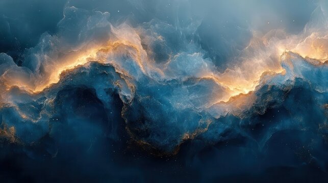 abstract background featuring a blend of blue and gold floral marble textures, creating a luxurious and elegant visual experience that draws the viewer into its depths