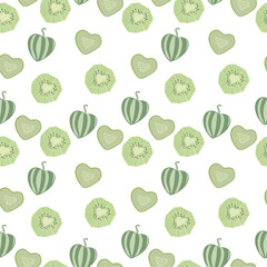seamless pattern with kiwi and watermelon hearts