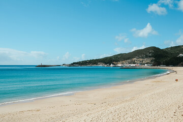 Sesimbra beach  and village in Portugal