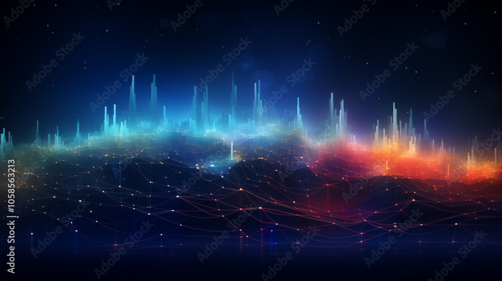 Poster network background with shine light of line and dot conncetion. abstract technology background