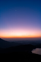City mountain sunset