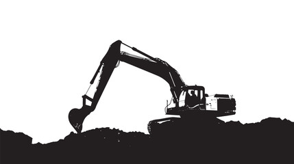 Excavator silhouette isolated on white background