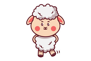 Cute Sheep with Watery Eyes and Hands on the Back Illustration