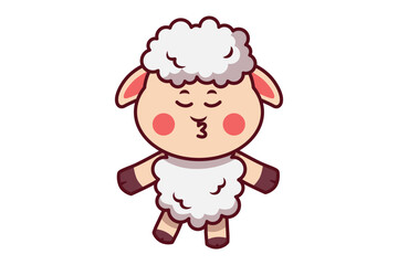 Cute Sheep Giving a Kiss Gesture Illustration