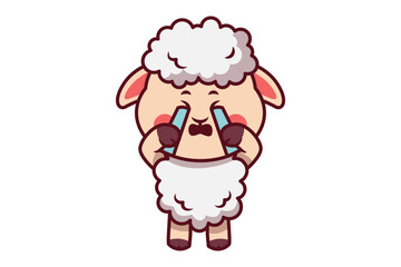 Cute Sheep Crying Illustration