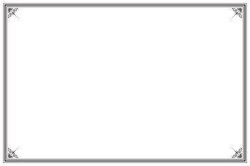 Elements of ornate vintage frames. Border black on white classic calligraphy swirls, floral motifs. Design print for greeting cards, wedding invitations, restaurant menu, royal certificates. Set 405