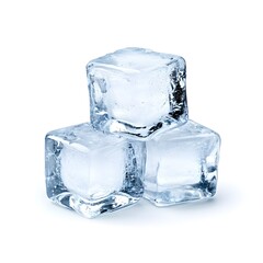 Perfectly Clear and Pristine Cubes of Ice Isolated on White Background
