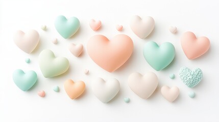 Fototapeta premium hearts, showcasing simple textures and soft colors, arranged against a minimalistic heart background