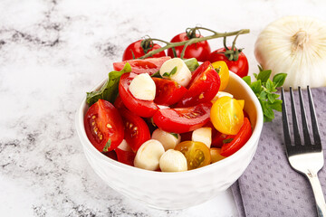 Italian Caprese salad with tomato and mozzarella
