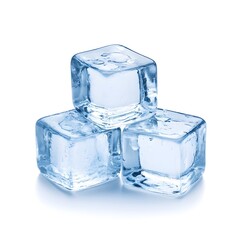 Cubes of Transparent Ice on White Background