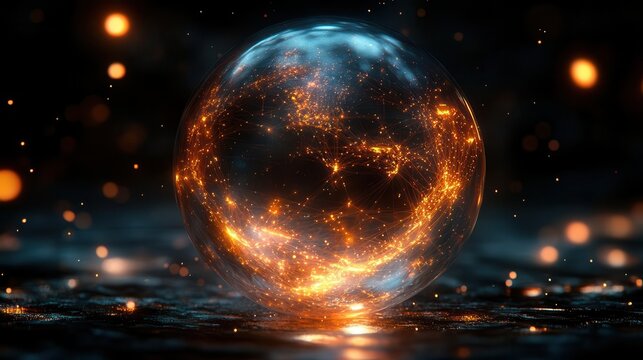 abstract holographic globe with intricate connection points, symbolizing the intertwining of social media and global connectivity, designed as a striking business wallpaper background