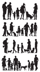 Family silhouettes, Happy family silhouette set