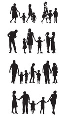 Fototapeta premium Family silhouettes, Happy family silhouette set