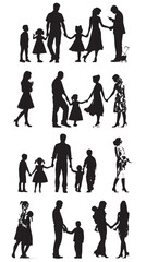 Obraz premium Family silhouettes, Happy family silhouette set