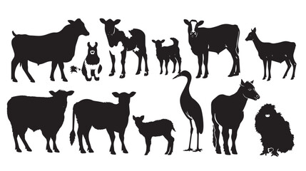 Farm animals vector silhouettes