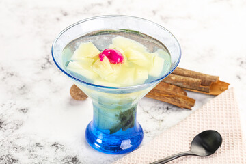 Sweet pineapple jelly with mint