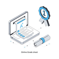 Online Grade Sheet  isometric stock illustration. EPS File stock illustration