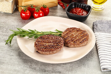 Grilled two beef burger cutlet