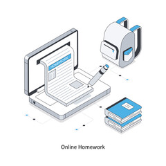 Online Homework  isometric stock illustration. EPS File stock illustration