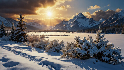Fototapeta premium beautiful winter landscape scene.