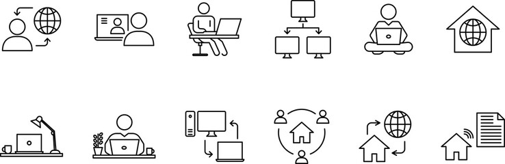 Remote Work icon. Home office. Telecommuting, Working from home, Online job image. © Volodymyr