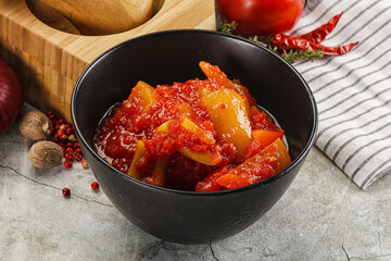 Homemade Lecho with tomato and paprika