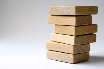Stack of Wooden Blocks on White Background
