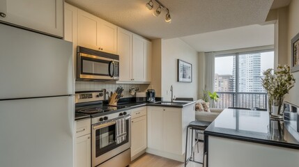 Fototapeta premium Modern Kitchen with Sleek Design and Natural Light