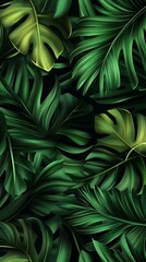 Fototapeta premium Tropical leaves, dark green in color background