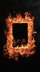 rectangular border of fire on a black background