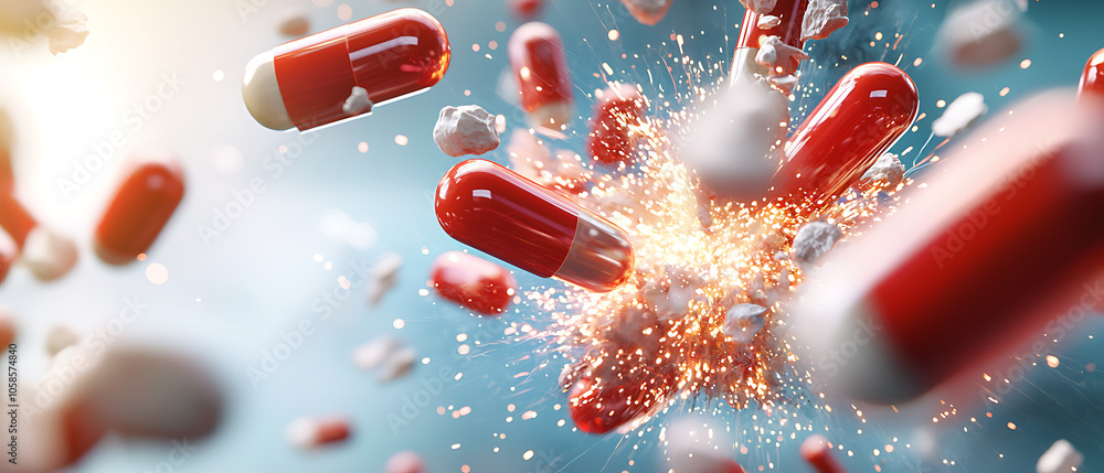 Aufkleber explosive dynamics captivating visual of red firecrackers and capsules in mid-explosion