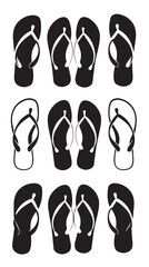 Fototapeta premium Flips Flops Silhouette. Black and White Icon , black silhouettes isolated on white background