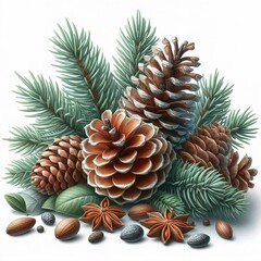 Fototapeta premium pine cones isolated on white