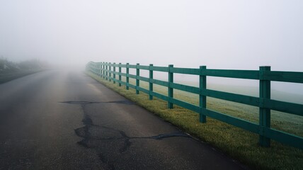 Obraz premium Fog on the road with nature isolated background view. Foggy road street with trees plants leaves. winter smog road with loneliness backgrond wallpaper