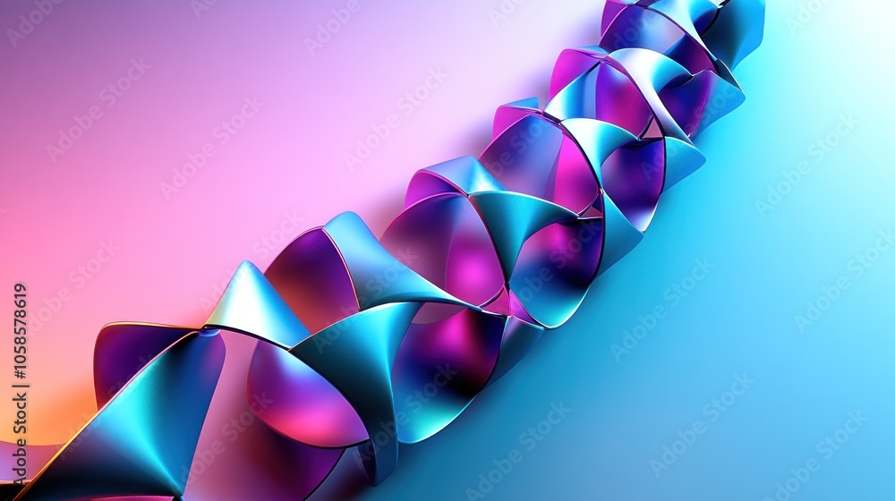 Poster abstract representation of a twisted ribbon in vibrant colors.