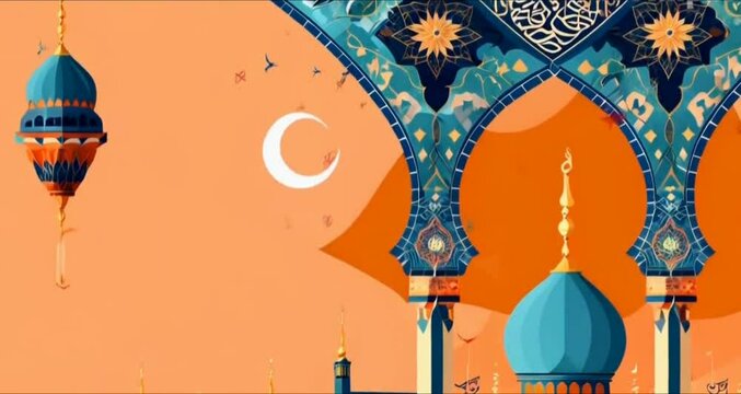 Islamic background, ramadan background, new ramadan background, A beautiful mosque background with night outdoor view, 